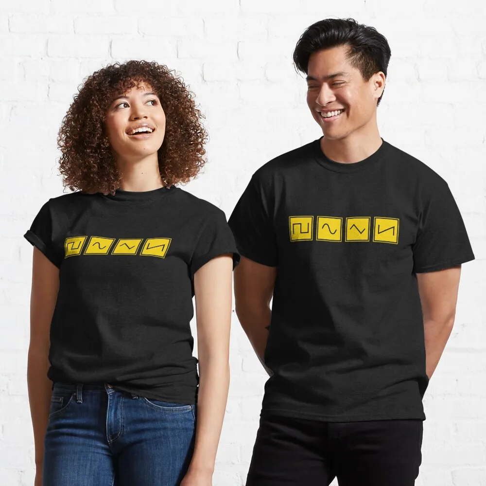 Synthesizer Waveforms Yellow Classic T-Shirt Unisex T-shirts For Man Woman Couple Short Summer Tees Casual Cotton New