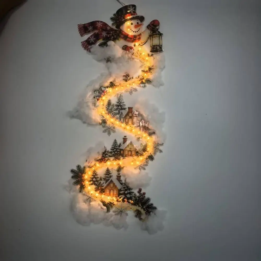 2D Flat Acrylic Christmas Magic Trail Wall Light Snowman Snowflake Xmas Tree LED Cascading Light Stars Bell Gift