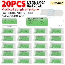 1-20PCS  120CM 4/0 Medical Surgical Suture Monofilament Needle Nylon Surgical Simulation Suture Thread Suture Teaching Exercises