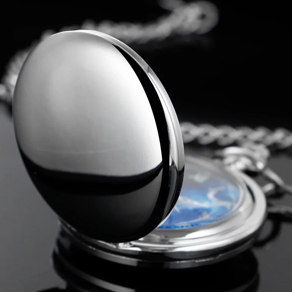 Silver/Gold/Black/Brown Smooth Quartz Pocket Watch Romantic Starry Sky Moon Vintage Necklace Pendant relogio masculino