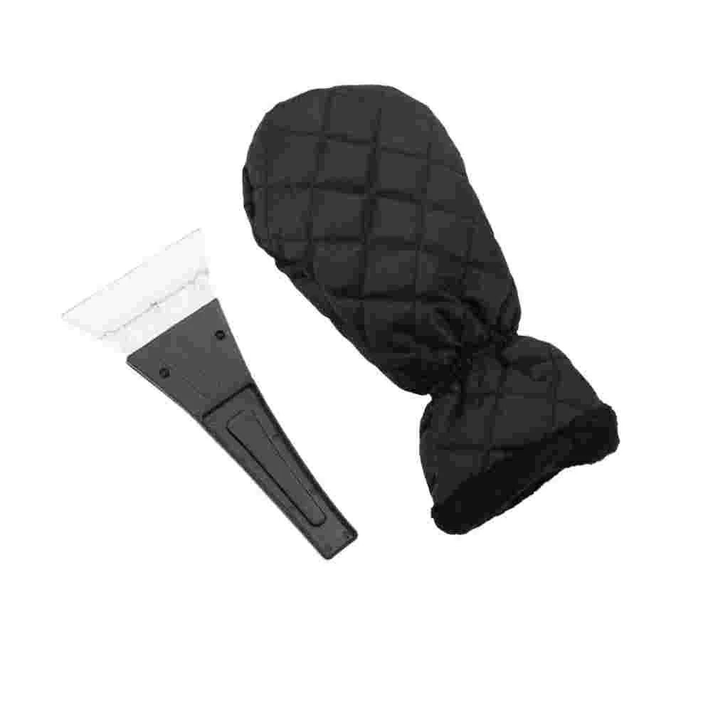 Thickened Thermal Car De-icing Spatula Plastic Ice for Vehicles (Black Gloves + ) Glove and Ice Snow