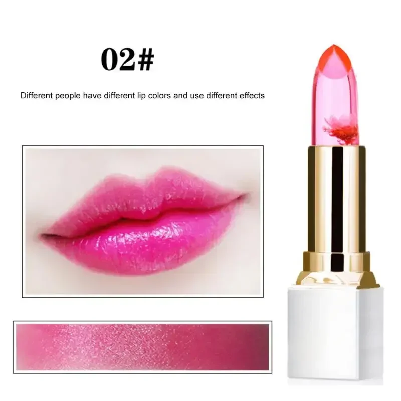 Drie kleuren optionele natuurlijke transparante lippenbalsem gedroogde bloemgelei kleur veranderende lippenstift langdurige vochtinbrengende crème make-up