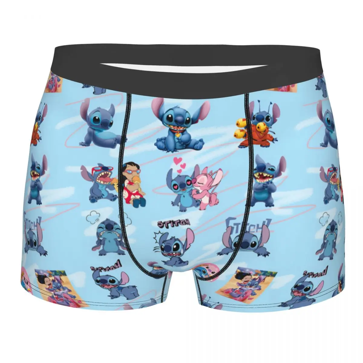 

Custom Cool Lilo And Stitch Angel Boxers Shorts Panties Male Underpants Comfortable Briefs Underwear
