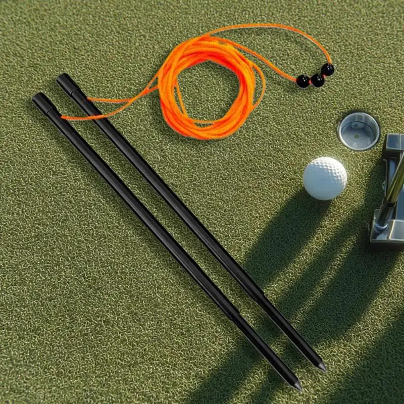 Golf Putting String Putt Practice Auxiliary Rope Solid Metal Sticks Golfer Training Aid with Aluminum Alloy Pegs ﻿