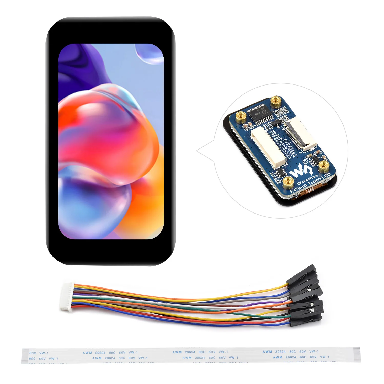 Waveshare 1.47 pouces tactile LCD AXS5106L écran tactile JD9853 affichage pour Raspberry Pi /Arduino/ Pico / ESP32