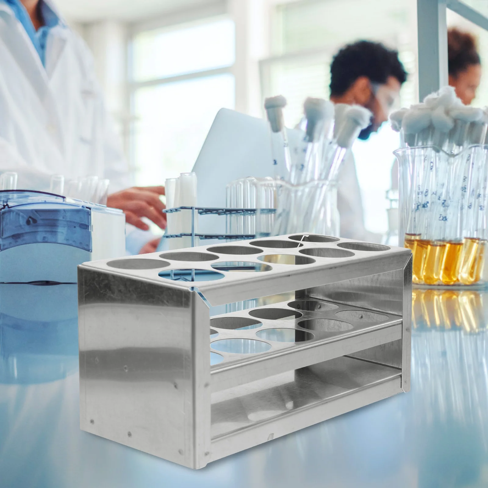 Test Tubes Holder Sampling Tube Rack Metal Centrifuge Tube Organizer for Laboratory(10 Holes)