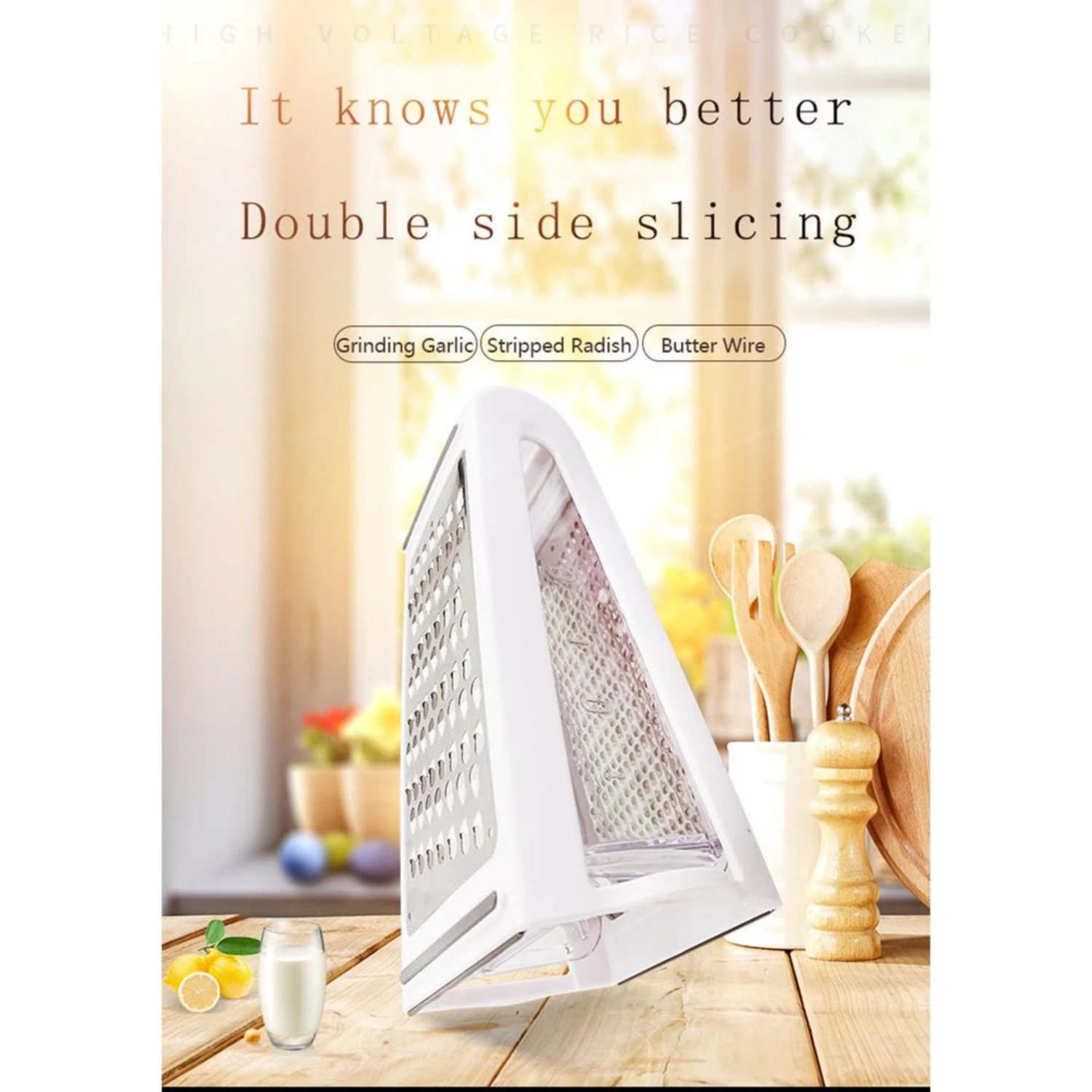 치즈, 야채, 생강용 휴대용 박스 강판 - 식품 분쇄기 손잡이