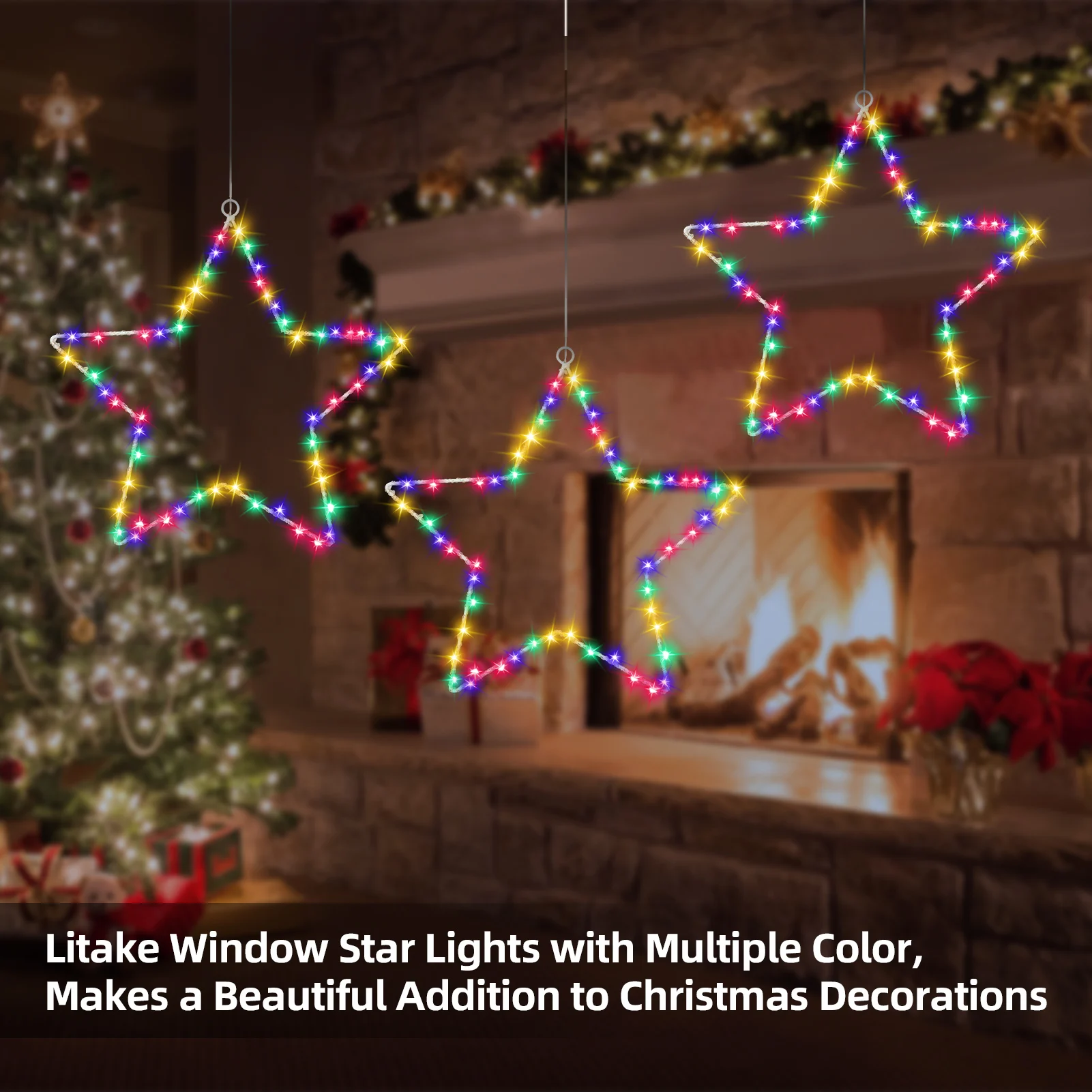 

3 pcs Christmas Window Star Lights, Hanging Twinkle Star Lights with Timer and Remote, 8 Lighting Modes Waterproof Xmas Decor