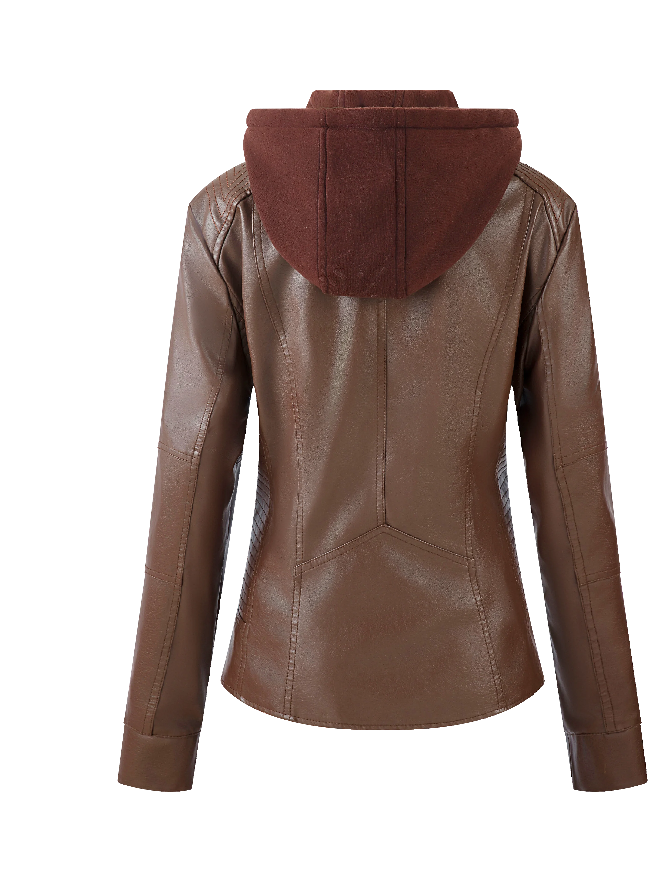 2026 New Women's Hooded Pu Jacket Motorcycle Jacket Retro Jacket Punk Style Jacket Spring and Autumn Season Jacket Holiday Gift for Women