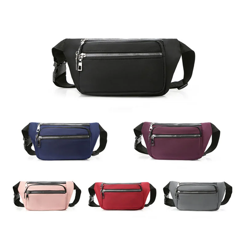 Fashion Oxford Cloth Waist Bag Zipper Chest Bag Sport Travel Girl Waist Belt Bags