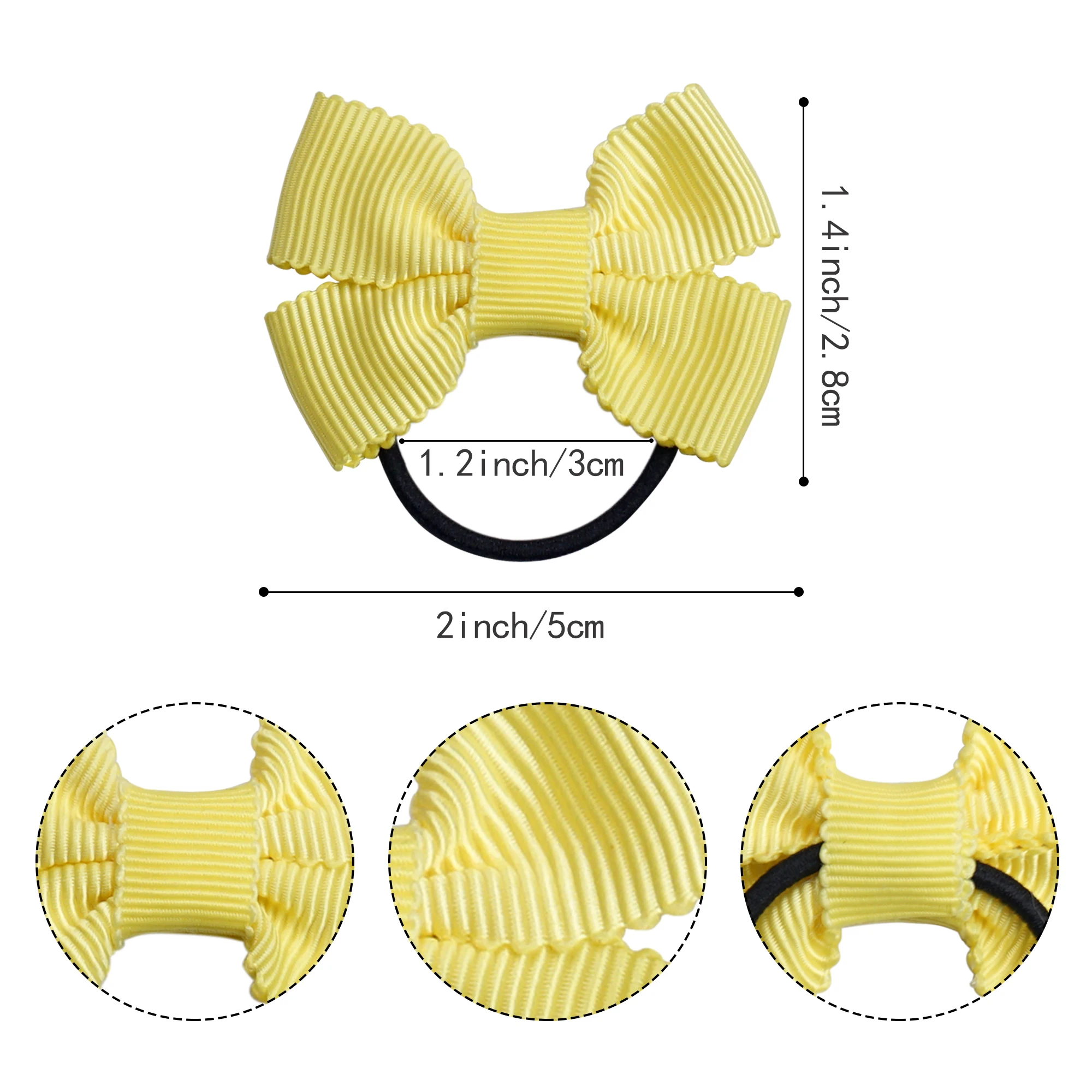 20Pcs  2inch Grosgrain Ribbon Pigtail Hair Bows Elastic Hair Ties Hair Bands Holders Hair Accessories for Baby Girls Infants