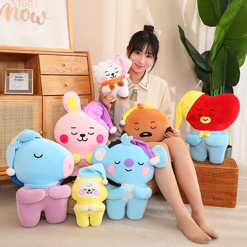 

30Cm Cute BT21 Good Night Series Plush Doll Toy Kawaii Cartoon Soft and Comfortable Pillow Car Cushion Accessories Gift