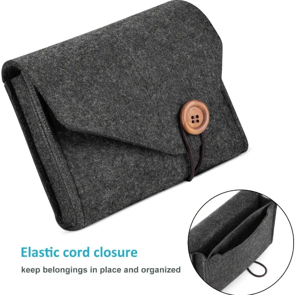

Durable Portable Data Cable Storage Box Multifunctional Double mezzanine Storage Bag Small Felt Organizer Box Outdoor Travel