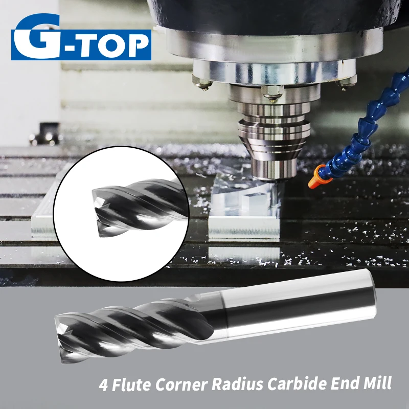 

G-TOP 4 флейты твердосплавные концевые фрезы с ЧПУ карбид вольфрама фреза для обработки металла алюминия нержавеющей стали 6 мм 8 мм