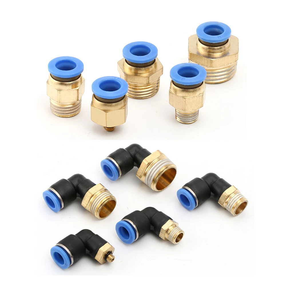 1/8'' 1/4'' Male Thread 6 8mm Straight or Elbow Connector Push In Pneumatic Fitting To Connect Air Compressor Parts