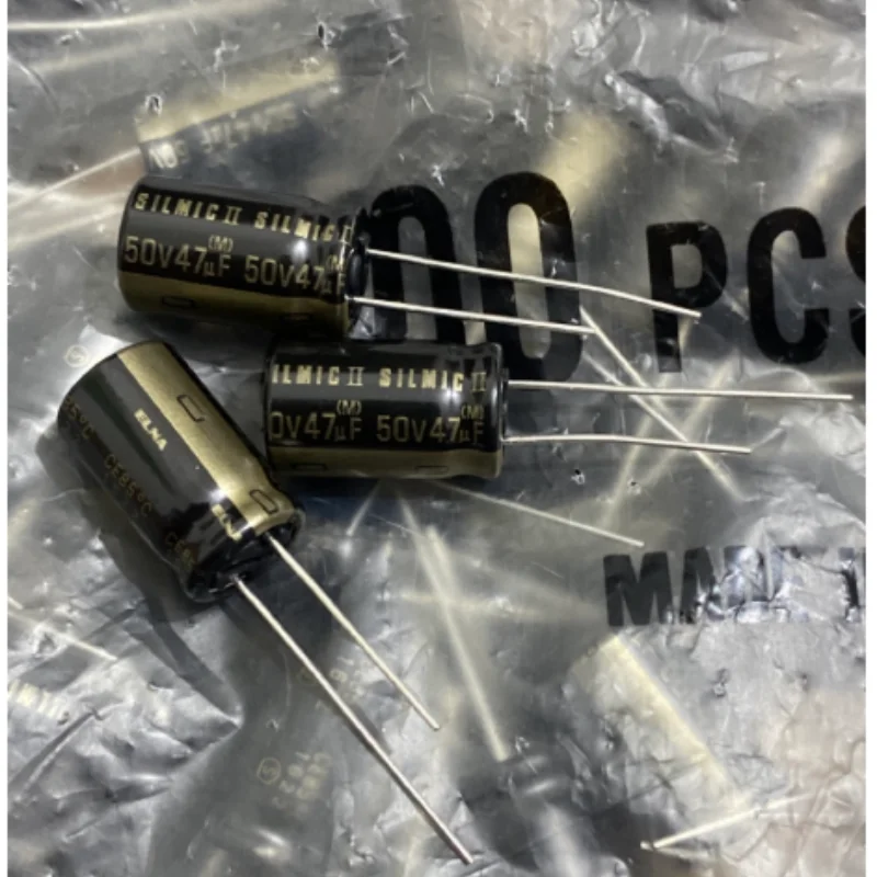 10PCS-100PCS  47UF 50V Japanese Ina ELNA capacitor 50V47UF SILMIC II copper pin RFS Brown God