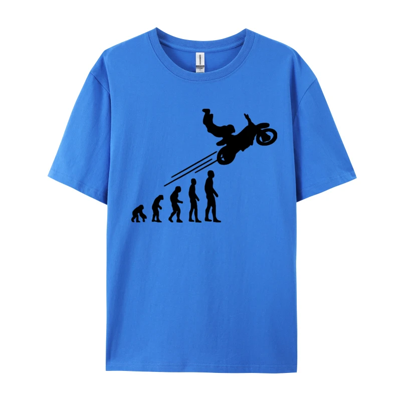 Stuntman With Motorcycle Evolution T-Shirt Camisa Printed Tops Tees Retro Cotton Men Top T-shirts Casual