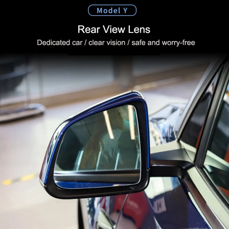 For Tesla Model Y Model 3 Wide-Angle Car Large Vision Rearview Mirror Heating Replacement Anti Glare Dazzle Reversing Glass Lens