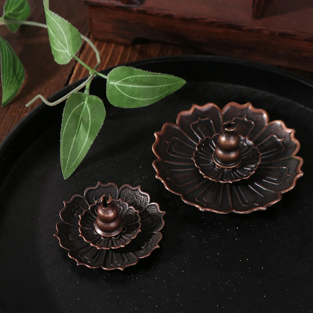 Lotus Design Incense Burner 6 Holes Detachable Ash Catcher Incense Stick Holder 2/3 Layer Vintage Incense Burning Tray