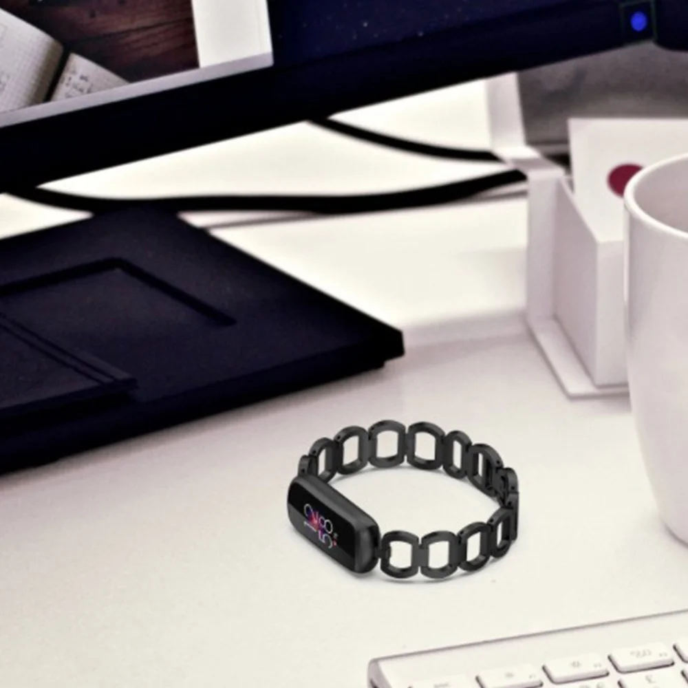 Tali pergelangan tangan untuk gelang Fitbit Luxe tali jam pengganti logam Smart Band untuk Aksesori Fitbit Luxe, perak