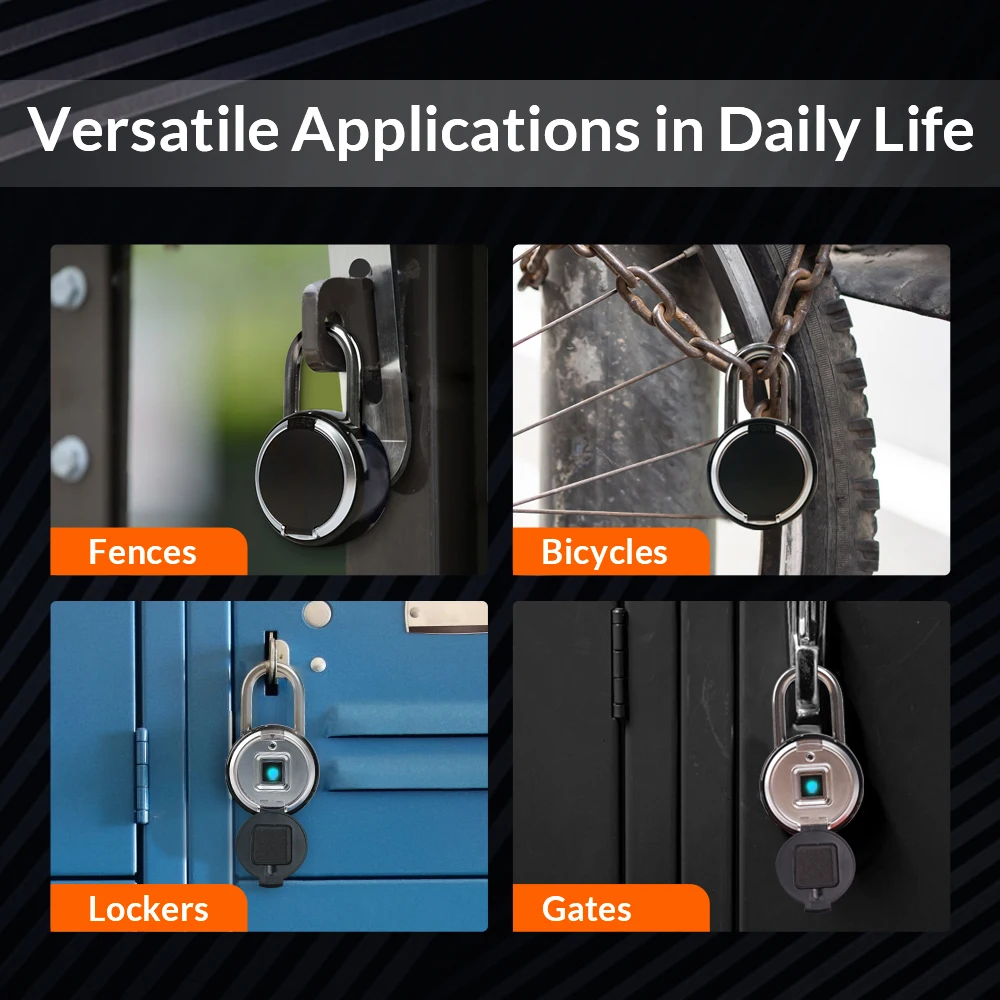 Bluetooth Fingerprint Padlock with Protective Case, Keyless Smart Fingerprint Lock with Tuya APP for Gym Locker, IP65 Outdoor Wa