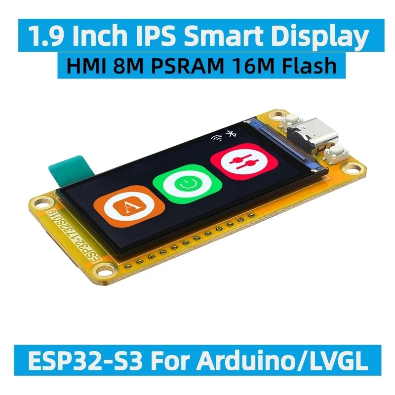 ESP32-S3 HMI 8M PSRAM 16M Flash LVGL WIFI&1.9 Inch 170*320 Display Screen IPS LCD TFT Module
