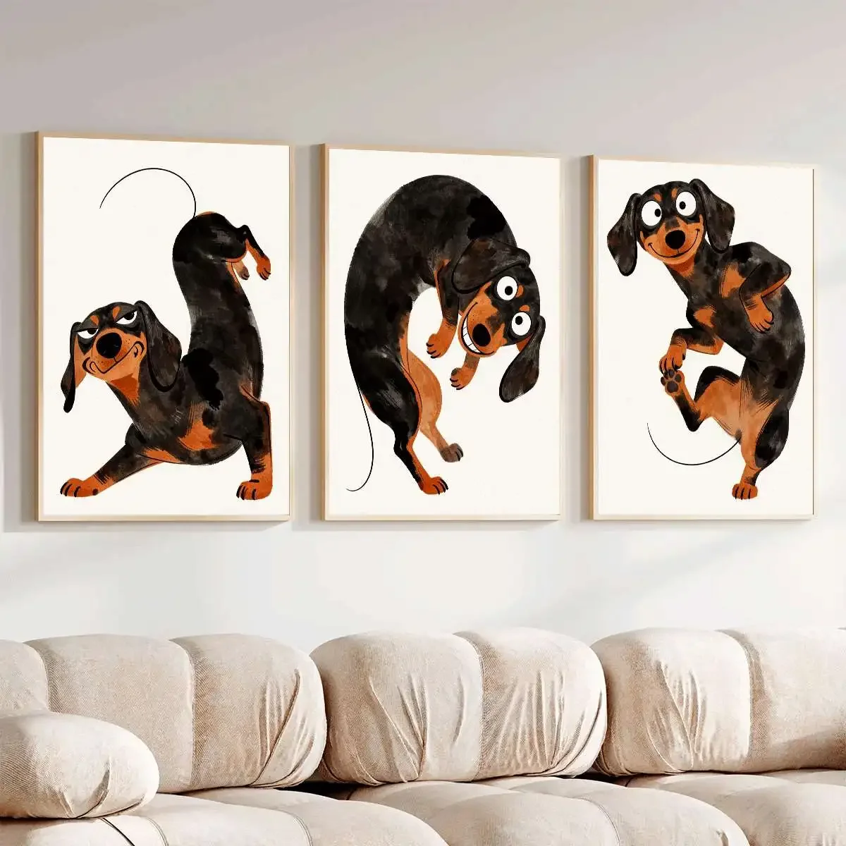 3pcs frameless Canvas Painting 3PCS frameless decorative art print,3PCS Fun Dachshund Art Posters  Cute Animal Wall Art  and Fun