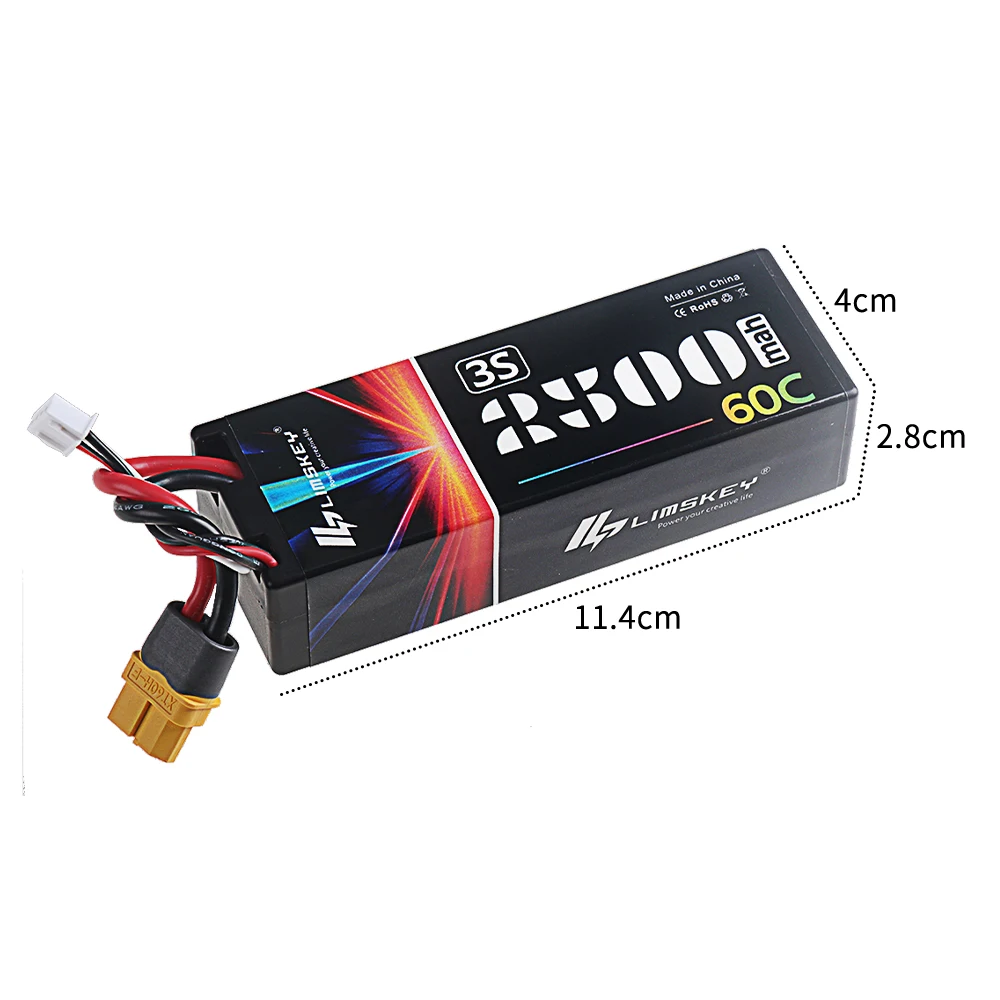 3S Battery 11.1V 2500mAh Deans Plug 60C Hardcase Lipo Battery Max 80C For Remote Control Car Toys FPV Drones with XT60 Connector