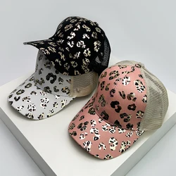 Bronzing Leopard Print Baseball Hats Mesh New Women Breathable Criss Cross Tail Sunshade Versatile Trucker caps Fashion Washed