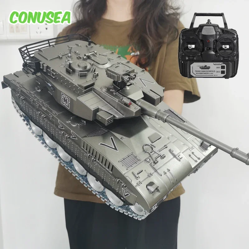 Tanque grande Rc con Control remoto para niños, tanques de guerra con tiro, coche controlado por Radio, modelo de camión militar para niños, regalos