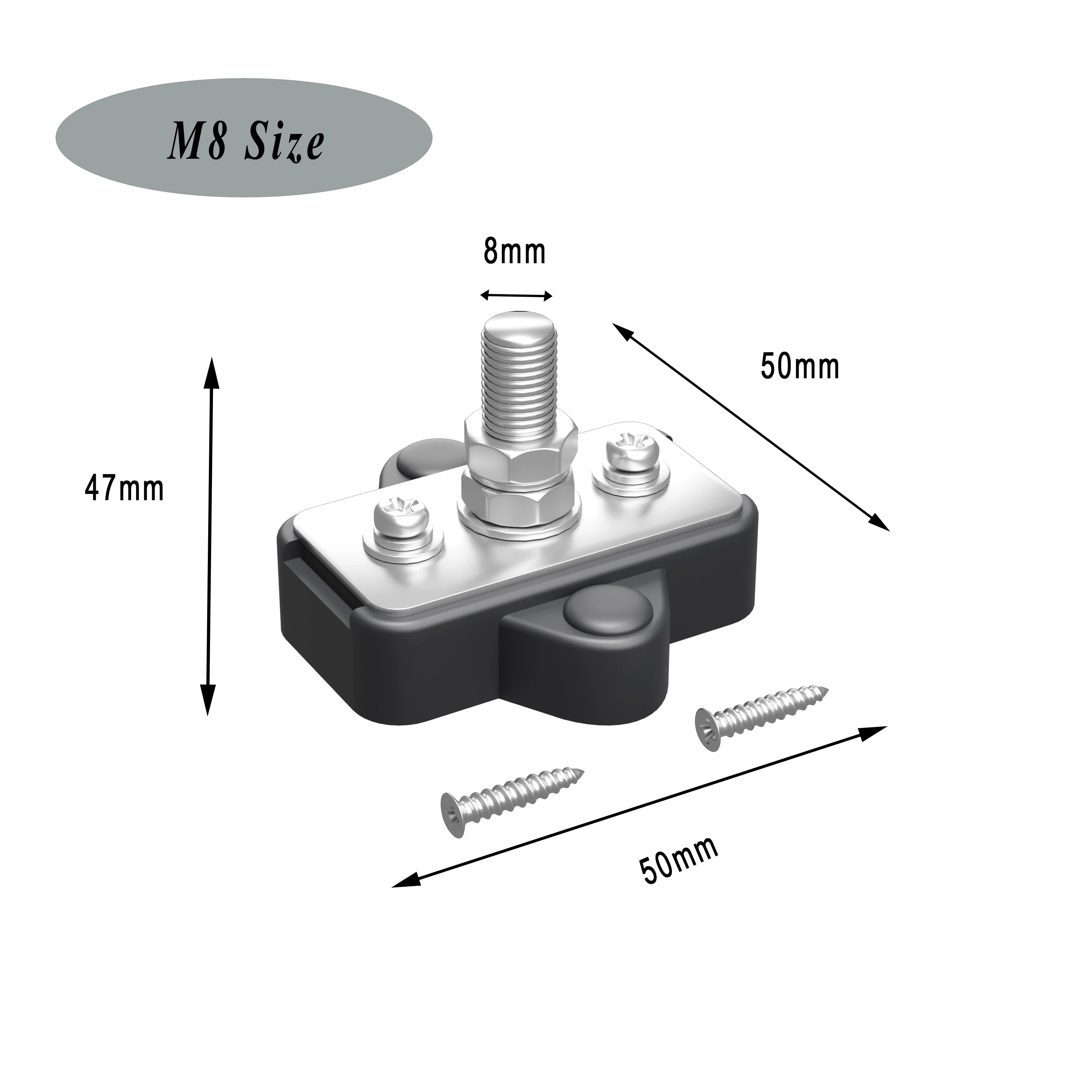 Busbar M6 M8 Post Terminal Studs Battery Junction Block Power Distribution 48VDC 300VAC for Car Boat RV ATV Caravan Solar Panel