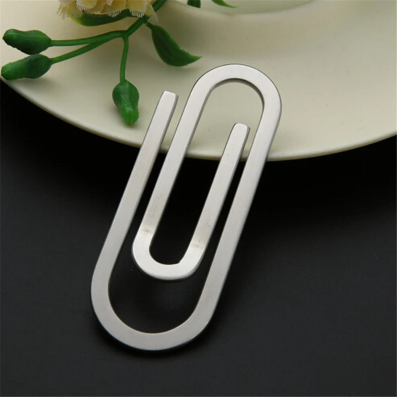 Creative Stainless Steel Metal Money Clips Paper Clip Holder Folder Banknote Clip Silver