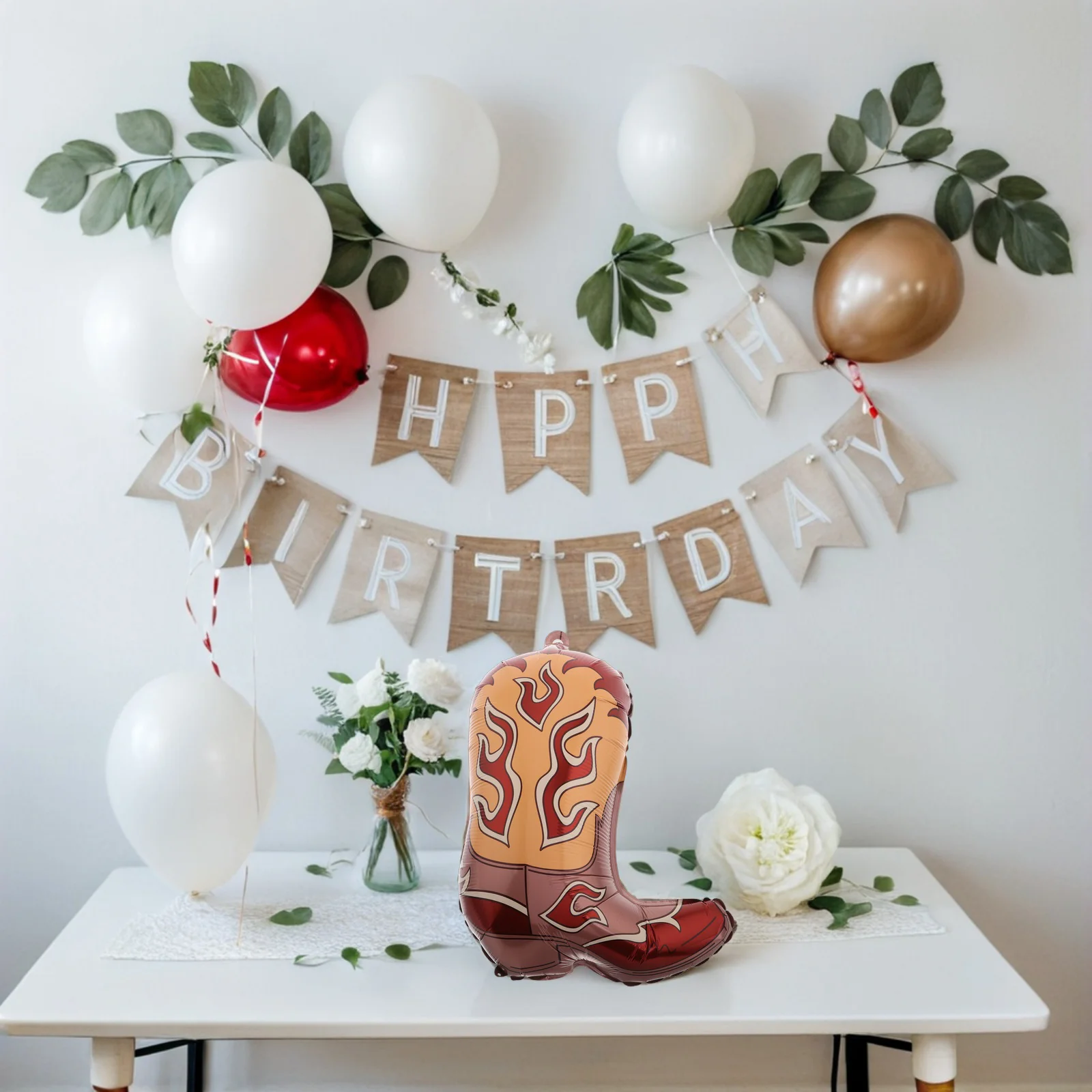 

6Pcs Western Cowboy Boot Balloons Inflatable Birthday Party Cowboy Supplies Western Theme Decorations