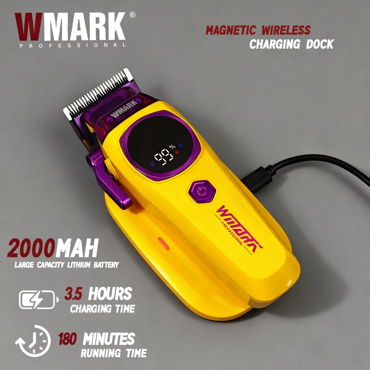 WMARK NG-8004 NG-8204 8000-9000 دورة في الدقيقة تعديل سرعتين قاعدة شحن لاسلكية مقص الشعر DLC شفرة الشعر المتقلب FA701 ماكينة حلاقة