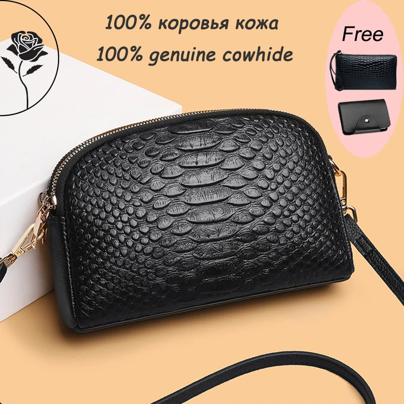 Luxury Crocodile Pattern Genuine Leather Handbag Female Messenger Tote High Quality Cow Leather Shoulder Crossbody Bag for Women