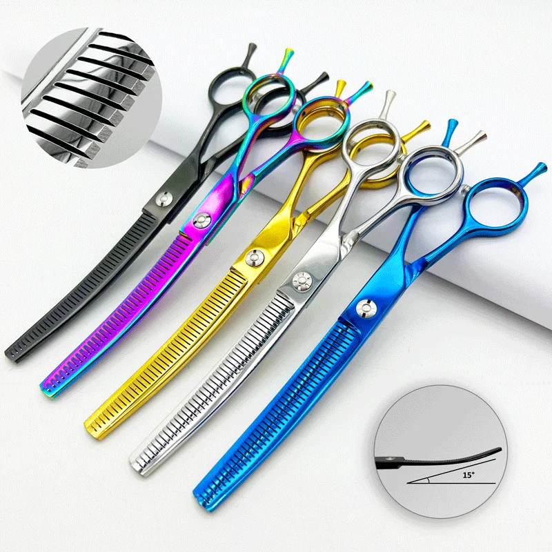 7inch professional pet scissors double-tailed fishbone hairdressing cut dog grooming scissors dog beauty thinning scissors