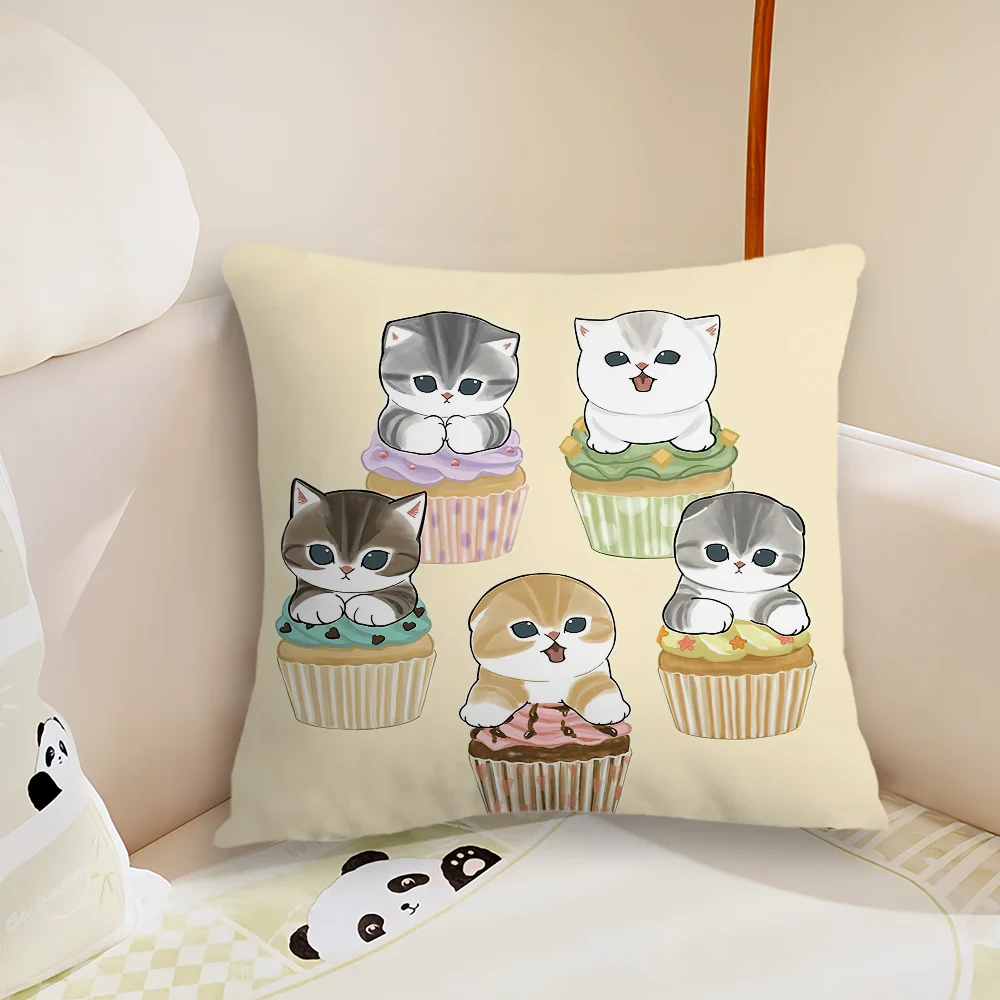 Cute M-Mofusands Pillow Case Living Room Sofa Cushion Cover Suitable For Home Bedroom Room Decoration