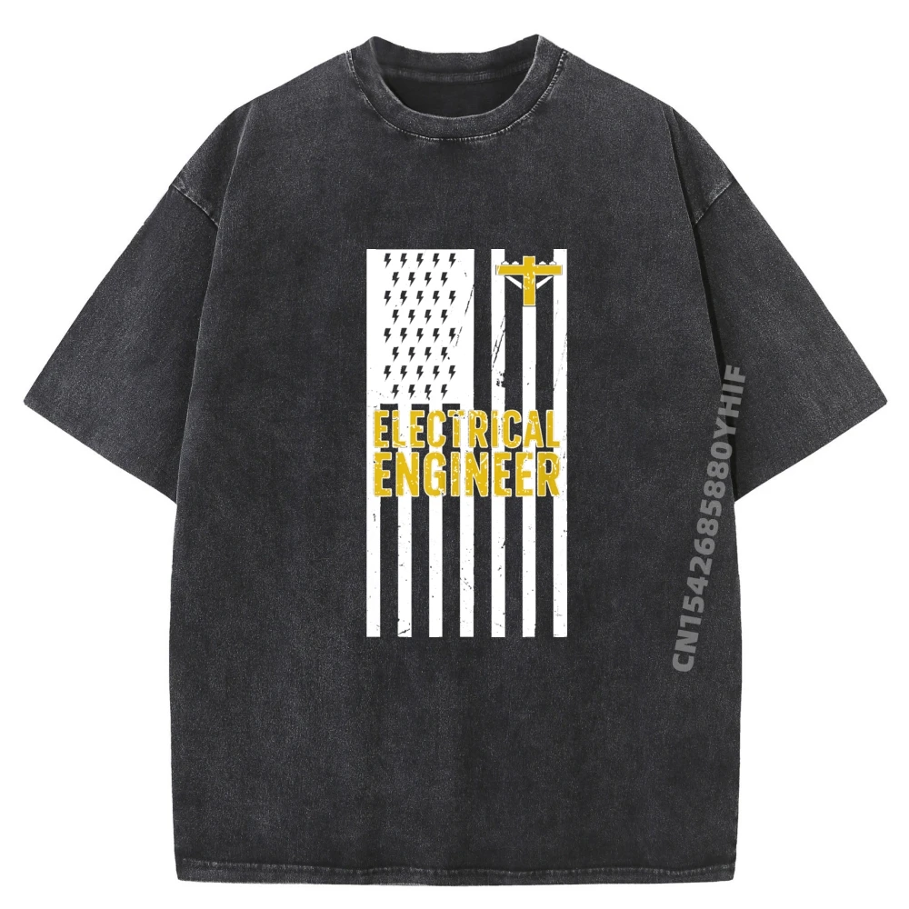 

Electrical Engineer Us Flag Electrical Engineering Washed Camisas Basicas Hombre Men's Clothes Big And Tall Alphabet