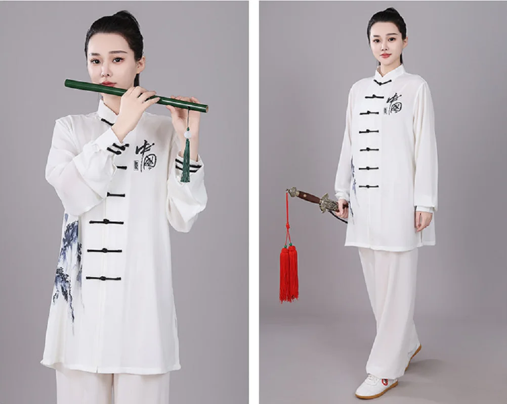 new-men-women's-chinese-style-kung-fu-sport-suit-tai-chi-clothes-martial-arts-morning-exercise-performance-jacket-pants-sets