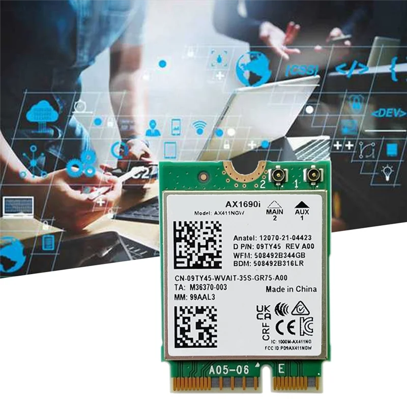 AX1690I Wi-Fi карта AX411 Wi-Fi 6E скорость 2,4 Гбит/с 802.11Ax 2,4/5/6 ГГц Bluetooth 5,3 беспроводной модуль