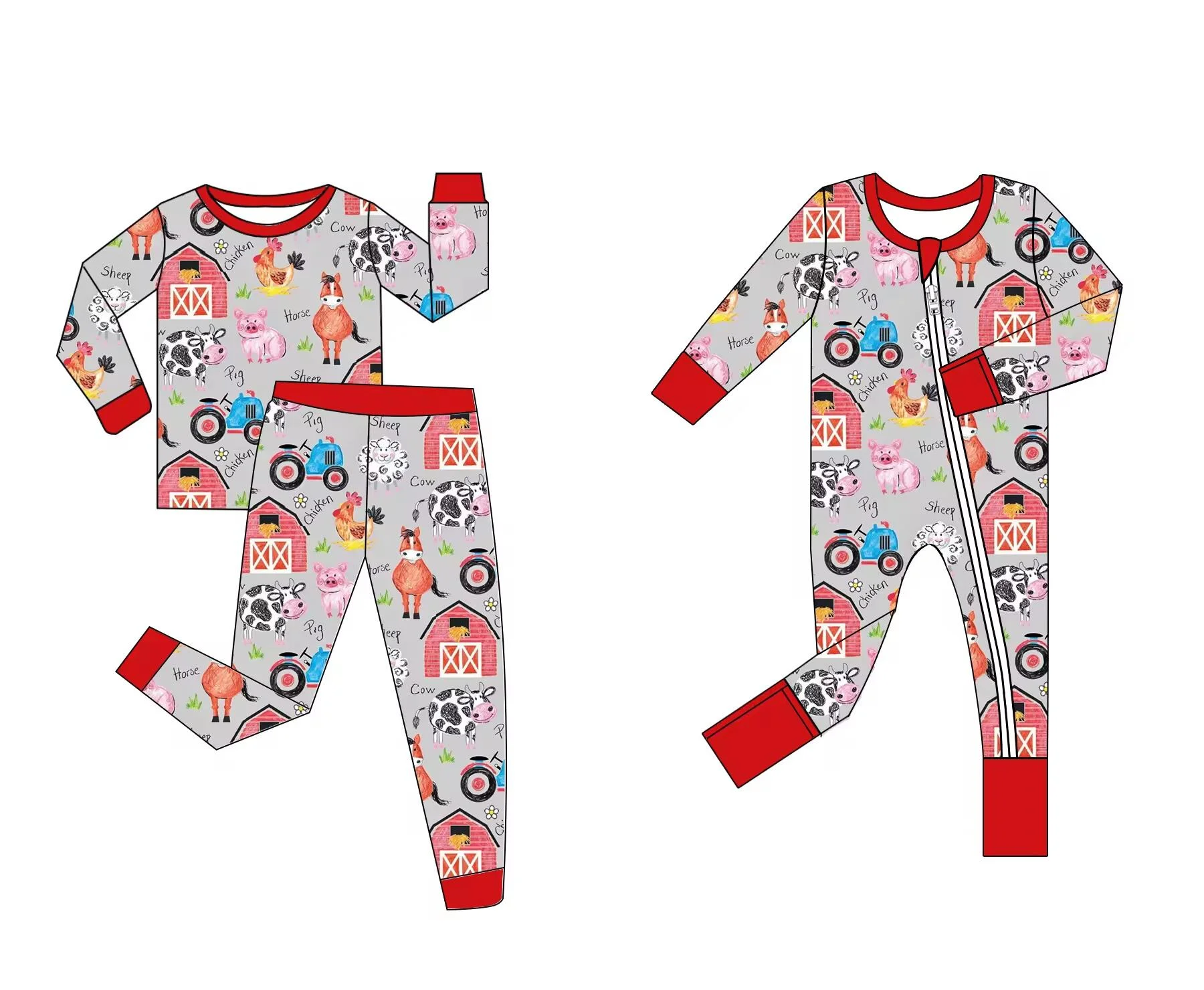 

Farm Series Baby Boy Clothes Newborn Toddler Clothes Long Sleeve Set Jumpsuit Animal Friends Pattern Boutique Children's Clothes