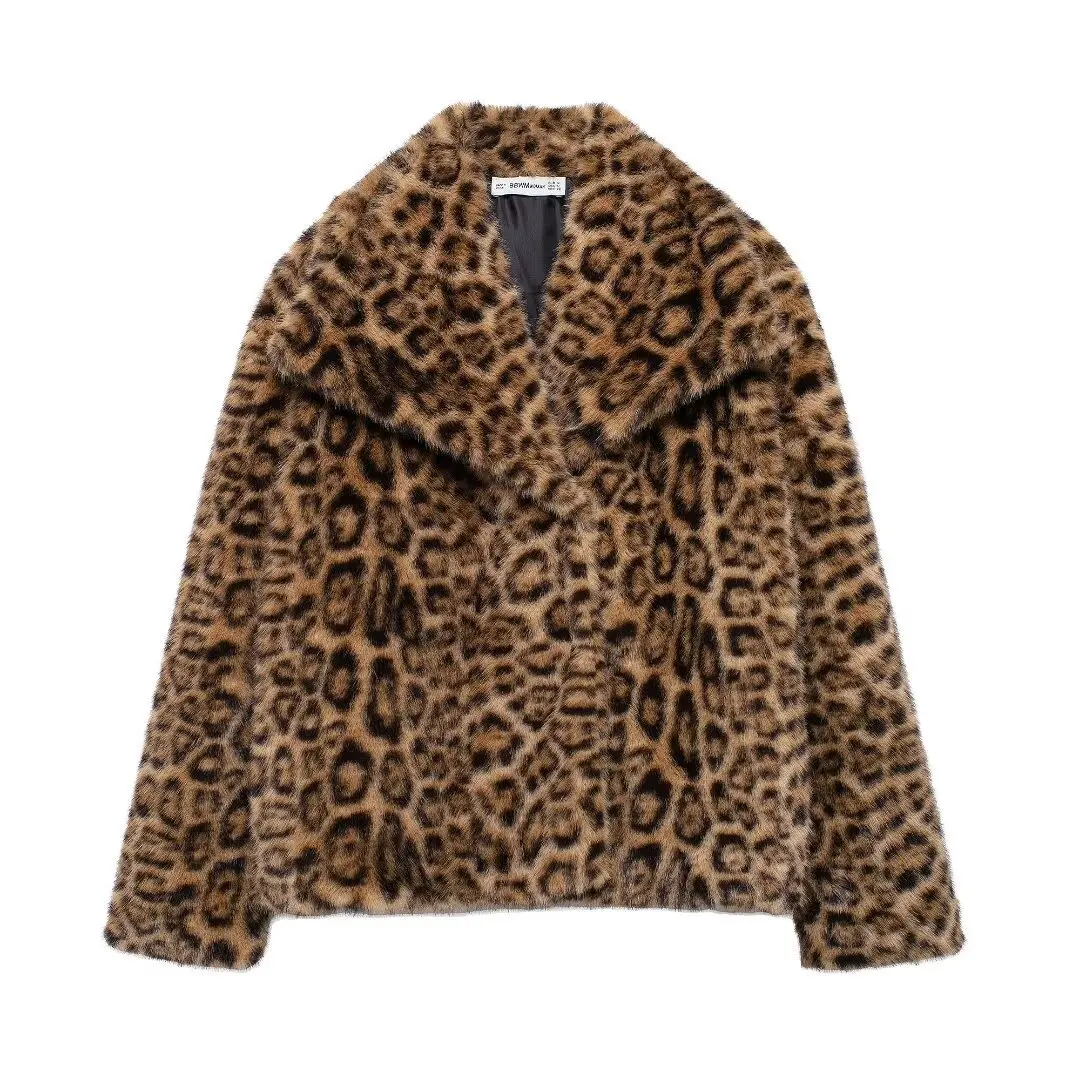 

2024 Lapel Winter Faux Fur Coat Fashionable Loose Plush Long-sleeved Commuting Cropped Top Warm Versatile Solid Fur Coat Women