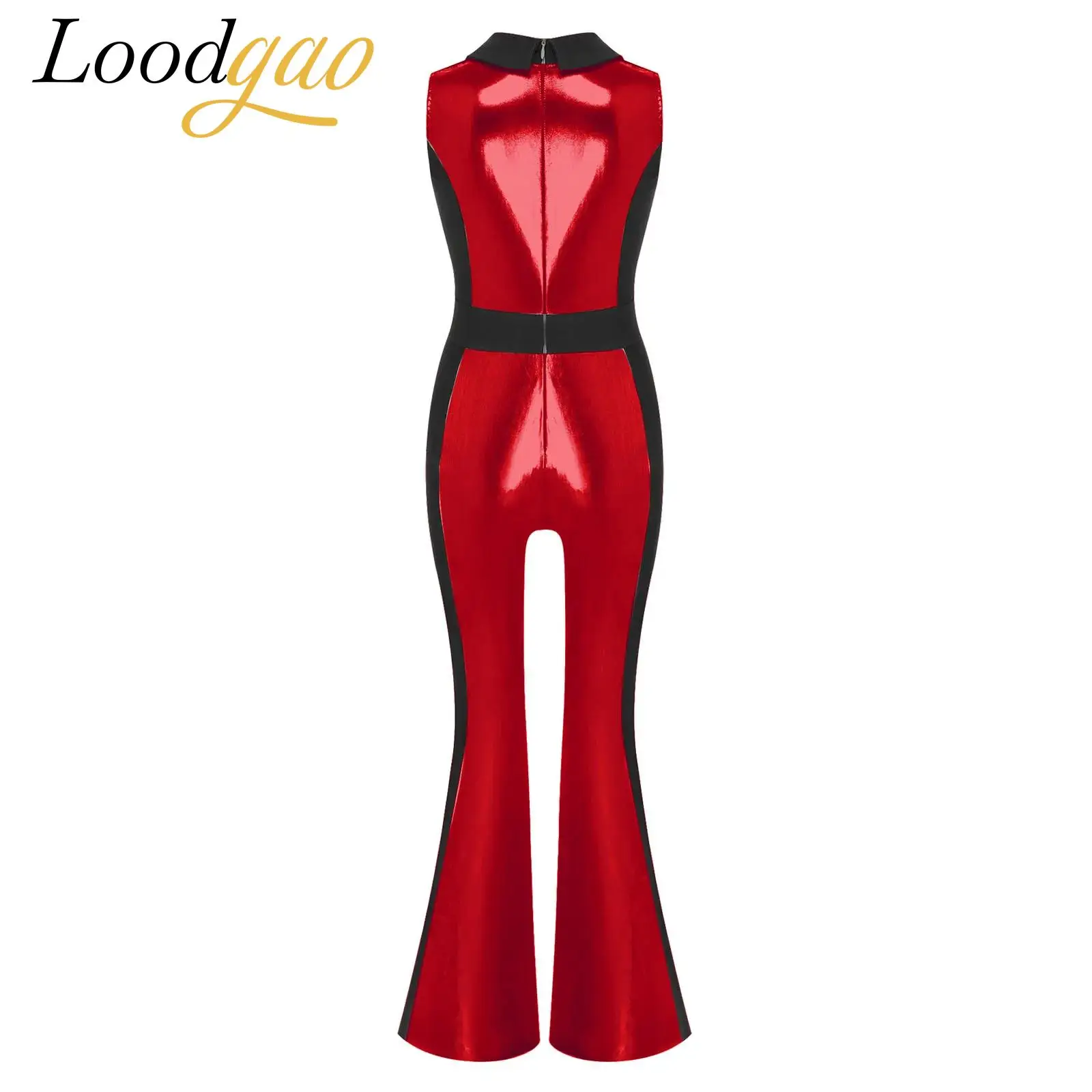 

Bodysuit Girls 70s Disco Outfit Flared Jumpsuit Jazz Dance Party Costume Kids Lapel Sequined Bell Bottom Metallic Shiny Romper