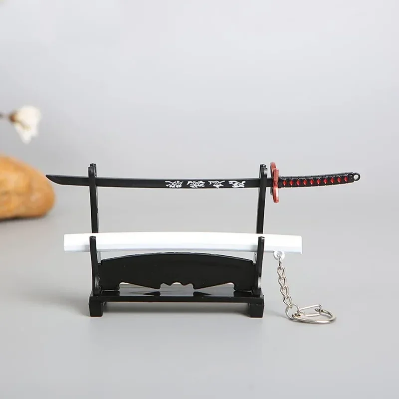 17cm Demon Slayer Sword Keychains Mini Japanese Katana Samurai Key Chain Metal Katana Simulation Pendant Decor Anime Toy Gift
