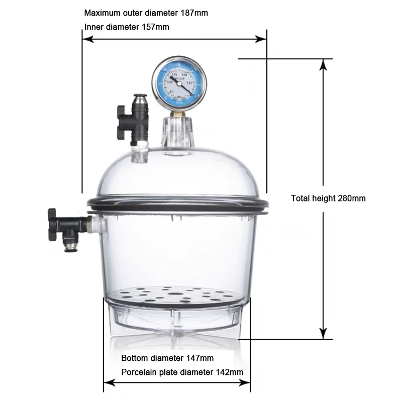 

Valve Pressure Gauge Plastic Vacuum Dryer Laboratory Dryer Transparent Vacuum Drying Vessel Polycarbonate Storage Tank Ball