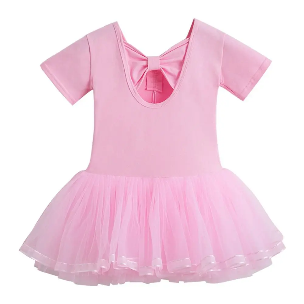 ชุดบัลเลต์เด็กแขนยาวผ้าฝ้ายประดับโบว์ ชุดแสดง ชุดปาร์ตี้ ชุดเต้นฟูฟ่องสำหรับเด็ก