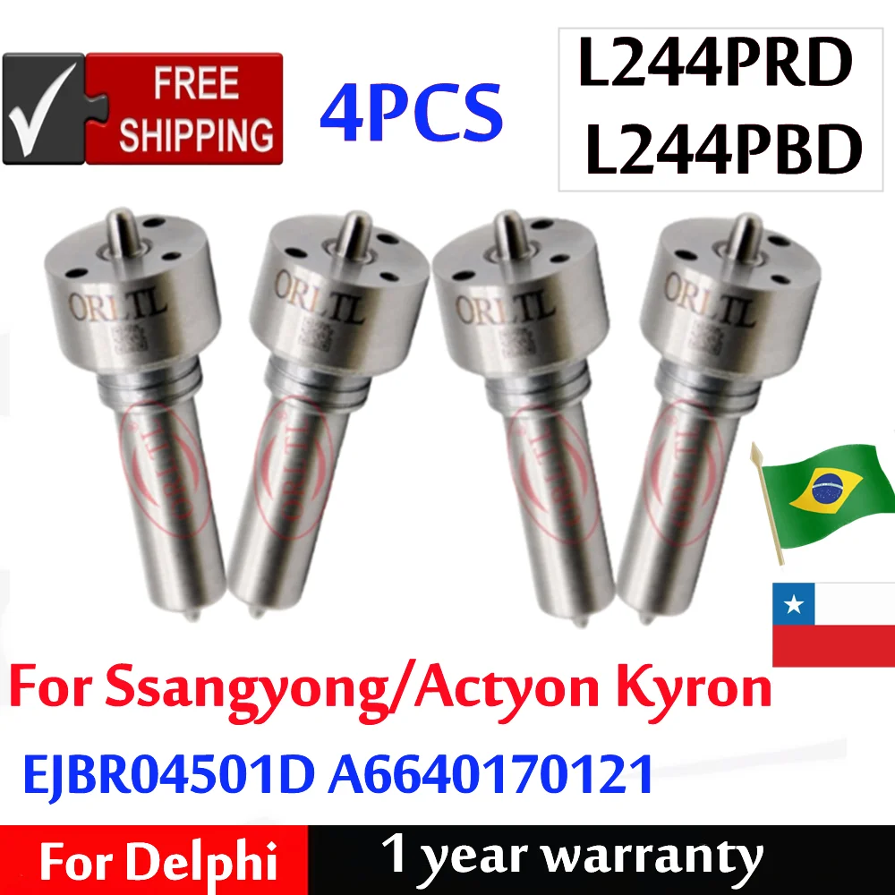 

4шт EJBR04501D A 6640170121 НОВАЯ форсунка L244PBD для впрыска дизельного топлива L244PRD для Ssangyong Kyron 2.0L 6640170121