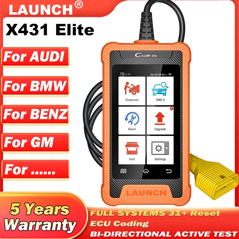 LAUNCH X431 Elite Professional Full Diagnostic Tools for AUDI/BENZ/BMW/GM Online ECU Coding Active Test Code Scanner