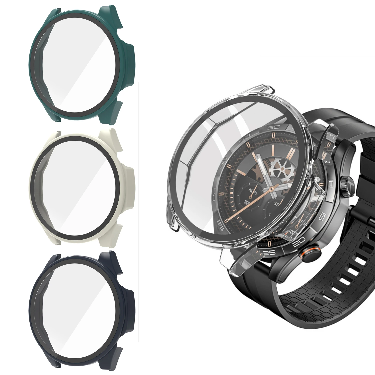 Película protetora de tela de vidro para smartwatch, capa dura com moldura completa para haylou solar 5 ls20, capa protetora para relógio inteligente