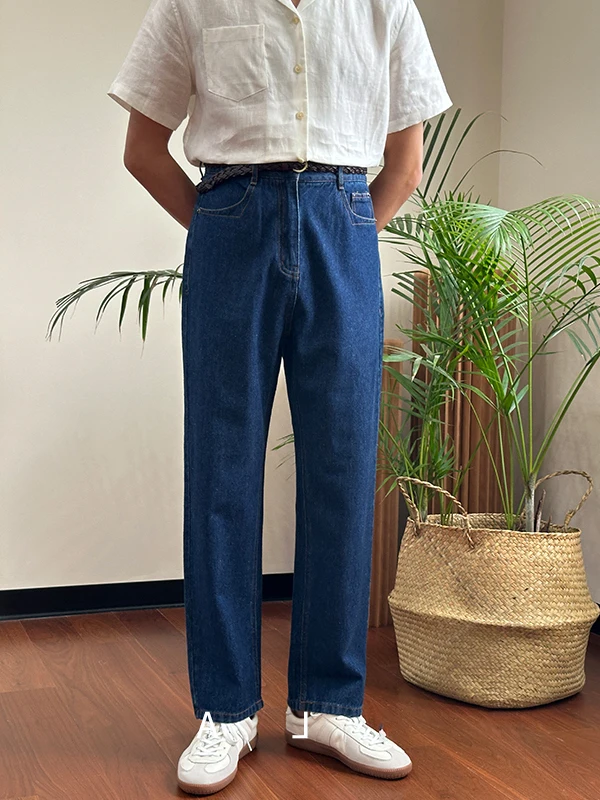 

Мужские повседневные свободные джинсы с высокой талией, прямые брюки для мужчин среднего возраста, модные новые широкие брюки осенней коллекции 2025 года